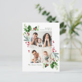 水彩ホリーベリークリスマス3 PHOTO Greeting ポストカード (スタンド正面)