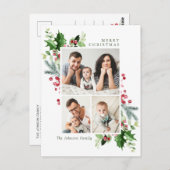 水彩ホリーベリークリスマス3 PHOTO Greeting ポストカード (正面/裏面)