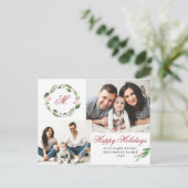 水彩ホリーベリークリスマス3 PHOTO Greeting ポストカード (スタンド正面)