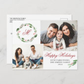 水彩ホリーベリークリスマス3 PHOTO Greeting ポストカード (正面/裏面)