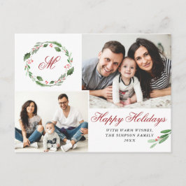 水彩ホリーベリークリスマス3 PHOTO Greeting ポストカード