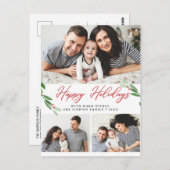 水彩ホリーベリークリスマス3 PHOTO Greeting ポストカード (正面/裏面)