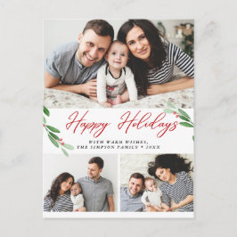 水彩ホリーベリークリスマス3 PHOTO Greeting ポストカード