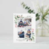 水彩ホリーベリークリスマス3 PHOTO Greeting ポストカード (スタンド正面)