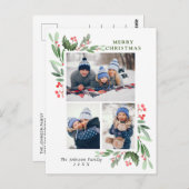 水彩ホリーベリークリスマス3 PHOTO Greeting ポストカード (正面/裏面)
