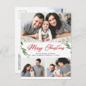 水彩ホリーベリークリスマス3 PHOTO Greeting ポストカード (正面/裏面)