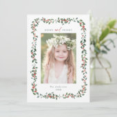 水彩ホリーベリーフレームメリーと明るい写真 シーズンカード (スタンド正面)