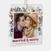 水彩ホリーベリ結婚したーと写メリー真 セラミックオーナメント (右)
