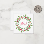 水彩ホリーリースノートカード ノートカード (正面/裏面インサイチュ)