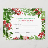 水彩ホリーレッドベリー |商品券 (正面/裏面)