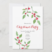 水彩ホリー春 招待状 (正面)