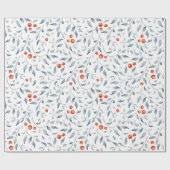 水彩ホリー葉メリークリスマス ラッピングペーパー (フラット)