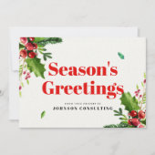 水彩ホリー葉 |シーズンの挨拶 シーズンカード (正面)