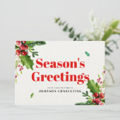 水彩ホリー葉 |シーズンの挨拶 シーズンカード (スタンド正面)