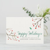 水彩ホリー葉 |休日の挨拶 シーズンカード (スタンド正面)