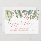 水彩ホリー葉 |休日の挨拶 シーズンカード (正面)