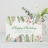 水彩ホリー葉 |休日の挨拶 シーズンカード (スタンド正面)