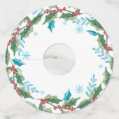 水彩ホリー葉 |休日 ワイングラスタグ (正面)