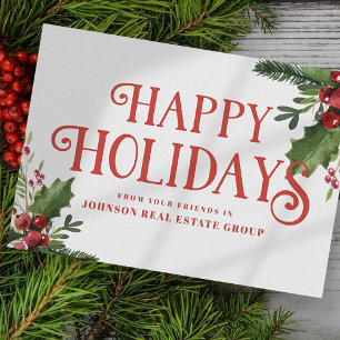 水彩ホリー  休日の挨拶 シーズンカード