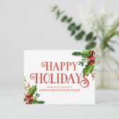 水彩ホリー |休日の挨拶 ポストカード (スタンド正面)