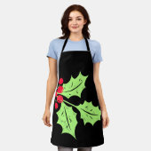 水彩ホリ葉ーと果実 エプロン (着用した状態)