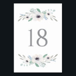 水彩ホワイトアネモンスガーランドテーブル番号 テーブルナンバー<br><div class="desc">水色ホワイトアネモネスのガーランドテーブル番号カード。白いフェミニンアネモネの葉付きイラストの水色を特徴とするテーブル番号。各カスタマイズ番号を別々に。これはスイート結婚の一部だ。一致するアイテムが使用可能。結婚式、赤ちゃんシャワー、ブライダルシャワー、その他のイベントに最適。</div>