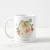 水彩ホワイトカボチャと金ゴールドグリッター秋 コーヒーマグカップ (左)