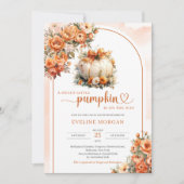 水彩ホワイトカボチャ秋の牡丹秋女 招待状 (正面)