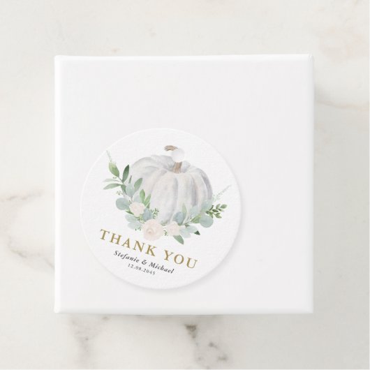 水彩ホワイトカボチャ秋の結婚式サンキューユナイズ フェイバータグ (インサイチュ)