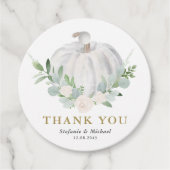 水彩ホワイトカボチャ秋の結婚式サンキューユナイズ フェイバータグ (正面)