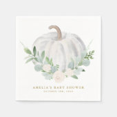 水彩ホワイトカボチャ秋の赤ちゃんシャワー スタンダードカクテルナプキン (正面)