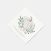 水彩ホワイトカボチャ秋の赤ちゃんシャワー スタンダードカクテルナプキン (角)