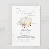 水彩ホワイトカボチャ秋ガーデンフラワーズ 招待状 (正面/裏面)