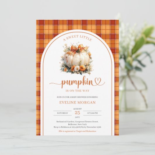 水彩ホワイトカボチャ秋秋の花プレイド 招待状 (スタンド正面)