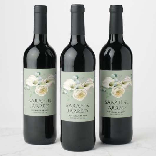 水彩ホワイトカラユリ ワインラベル (ボトル)