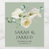 水彩ホワイトカラユリ ワインラベル (シングルラベル)