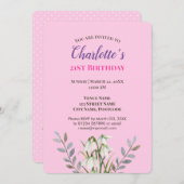 水彩ホワイトスノードロップイラストレーション誕生日 招待状 (正面/裏面)