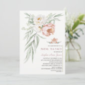 水彩ホワイトダスティーバラ花ブライダルシャワー 招待状 (スタンド正面)