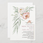 水彩ホワイトダスティーバラ花ブライダルシャワー 招待状 (正面/裏面)