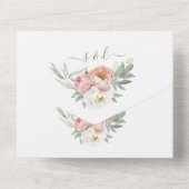 水彩ホワイトダスティーローズの花の結婚式 オールインワン招待状 (裏面)