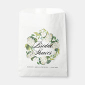水彩ホワイトハイドランジアリースのウェディングシャワー フェイバーバッグ (正面)
