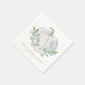 水彩ホワイトパンプキン 秋のブライダルシャワー スタンダードカクテルナプキン (角)