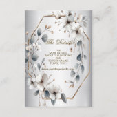 水彩ホワイトフラワーゴールデンフレームシルバーティール（緑がかった色） エンクロージャーカード (正面)