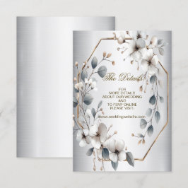 水彩ホワイトフラワーゴールデンフレームシルバーティール（緑がかった色） エンクロージャーカード