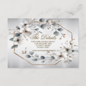水彩ホワイトフラワーゴールデンフレームシルバーティール（緑がかった色） エンクロージャーカード (正面)