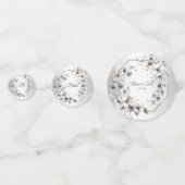 水彩ホワイトフラワーゴールデンフレームシルバーティール（緑がかった色） コンフェッティ (正面)