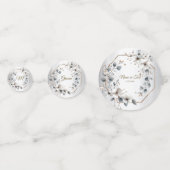 水彩ホワイトフラワーゴールデンフレームシルバーティール（緑がかった色） コンフェッティ (裏面)