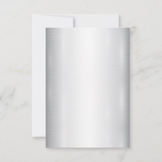 水彩ホワイトフラワーゴールデンフレームシルバーティール（緑がかった色） 出欠カード (裏面)