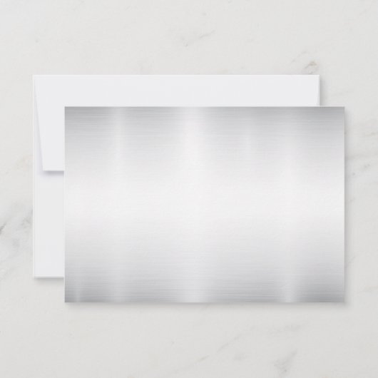 水彩ホワイトフラワーゴールデンフレームシルバーティール（緑がかった色） 出欠カード (裏面)