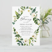 水彩ホワイトフラワーフレームベビー賛美ズ 招待状 (スタンド正面)